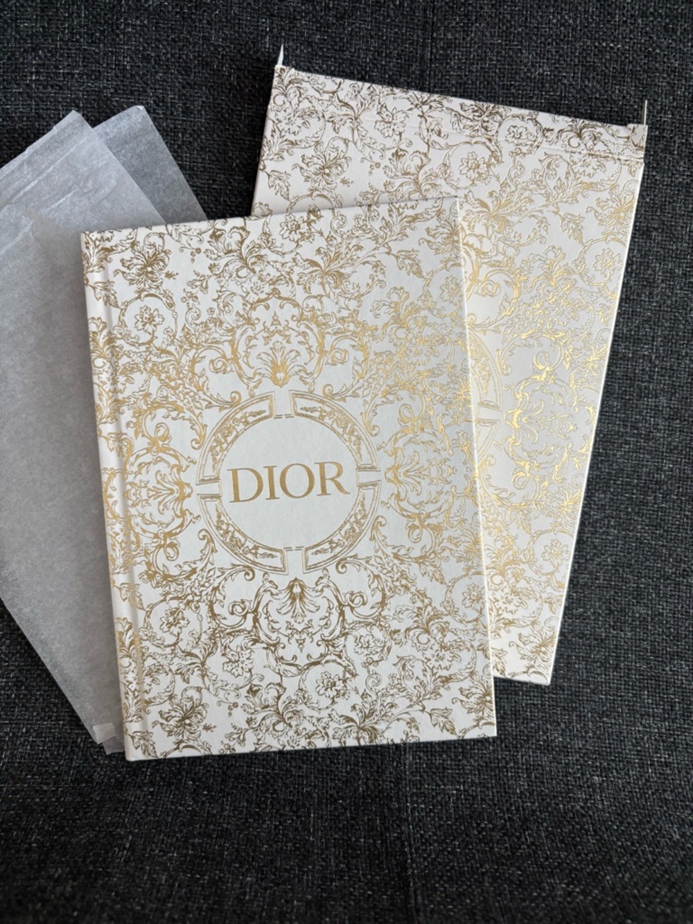 ✨BRAND NEW✨Dior White and Gold Ornate Notebook w/ box